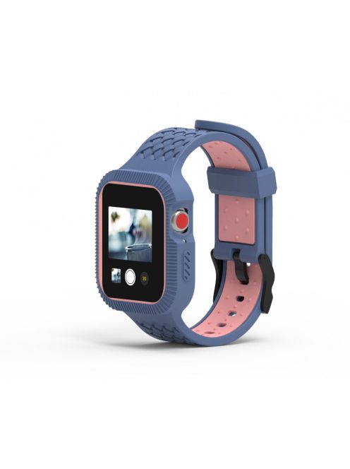 2 az 1-ben kétszínű szilikon szíj tokkal Apple Watch 40MM készülékhez Pink+Blue