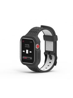   2 az 1-ben kétszínű szilikon szíj tokkal Apple Watch 44MM készülékhez White+Black