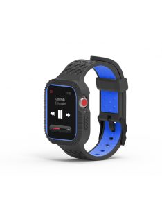  2 az 1-ben kétszínű szilikon szíj tokkal Apple Watch 44MM készülékhez Blue+Black