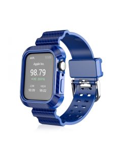   2 az 1-ben szénszálas szilikon szíj tokkal Apple Watch 40MM Blue
