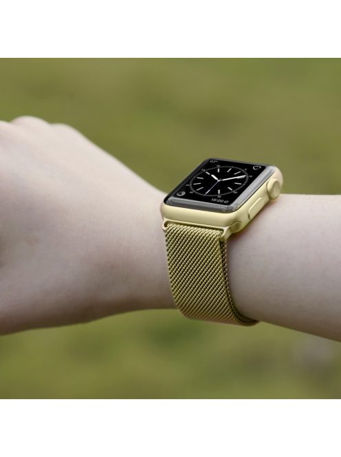 Milánói acél szíj Apple Watch 44MM készülékhez Gold